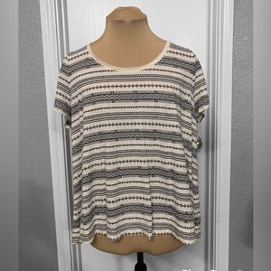 Old Navy Black and White Striped Hi-lo T-Shirt - Women size large